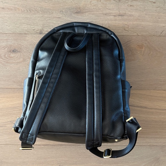 Freshly Picked Black Vegan leather Diaper Backpack with Gold Logo. - Picture 5 of 11